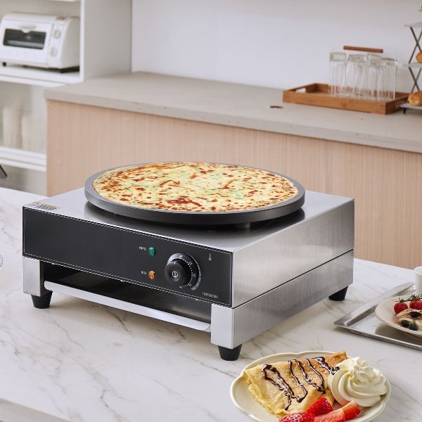 Máquina Comercial de Crepes Elétrica 3400W Cabeça Dupla 40cm