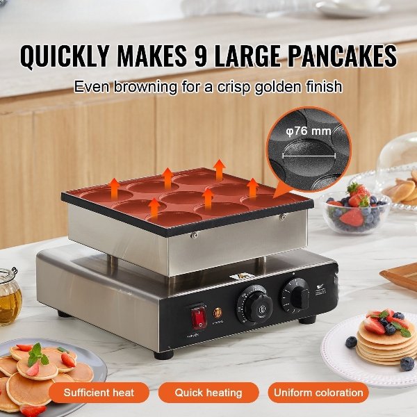 Mini Máquina de Panquecas Holandesas 9 Peças Aço Inoxidável Dorayaki