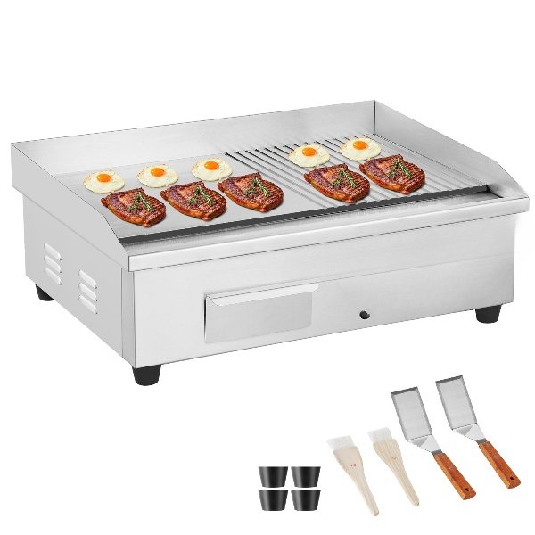 Grelha Elétrica Comercial 2000W, Chapa de Bancada Flat 10mm