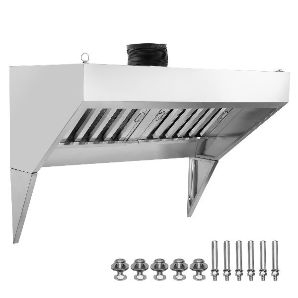 Coifa Comercial 1,2m para Food Trucks, Aço Inoxidável, 2 Filtros U-Shape Removíveis.