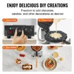 Máquina de Waffle Comercial Ferro de Waffle 1750W 4 Waffles Redondos