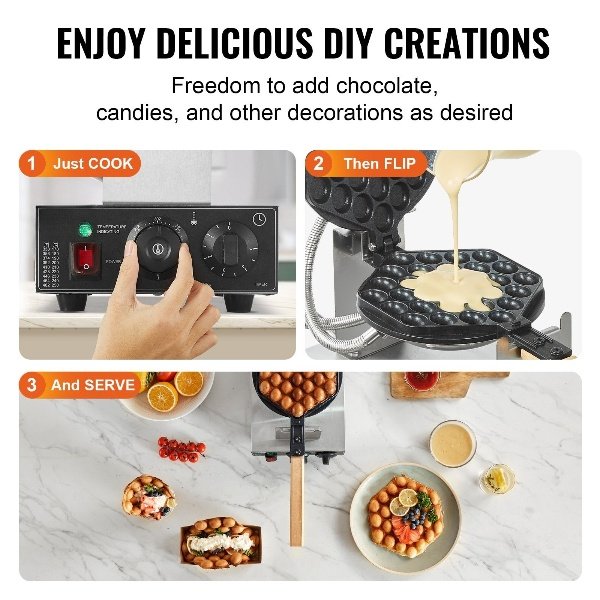 Máquina de Waffle Comercial Ferro de Waffle 1750W 4 Waffles Redondos