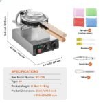 Máquina de Waffle Comercial 1230W Ferro de Waffle 4 Waffles em Forma de Ventilador