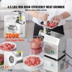 Moedor de carne com capacidade de 2,04 kg/min, ideal para fazer linguiças