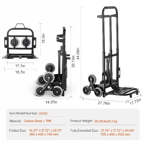 Carrinho de Escada, Carrinho Empilhador, Carrinho de Transporte, Escalador de Escada 208kg
