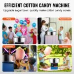 Máquina de Algodão Doce 1000W, Aço Inoxidável, para Festas (Azul)