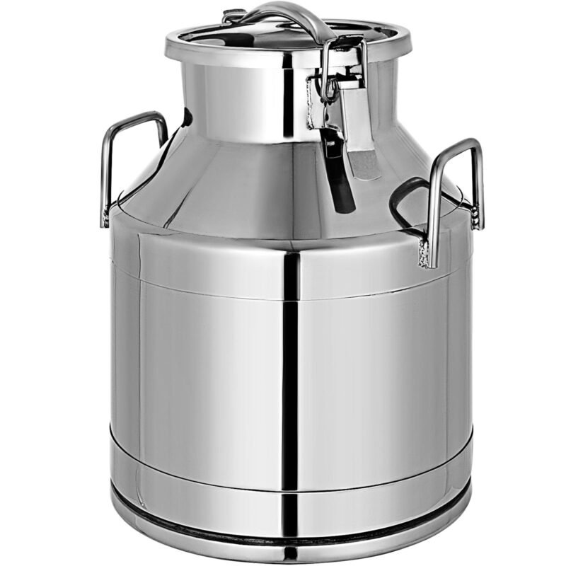 Jarro de leite inox de 20L com tampa e vedação de silicone, Φ190 x 320 mm.