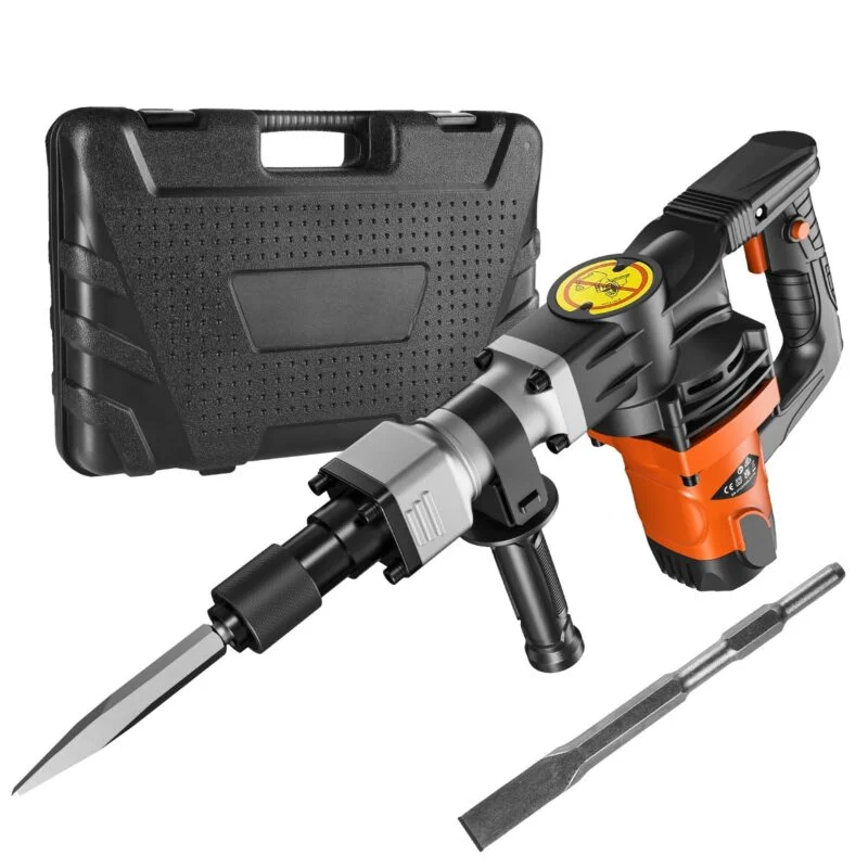 Martelo de Demolição 2200W, escarificação, rompedor de concreto pesado, 286mm, com 2 cinzéis.