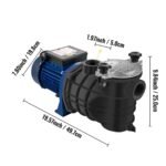 Bomba de Piscina 750 W 1 HP, 19200 L/H, 3450 rpm, Temperatura Máxima 50°C.