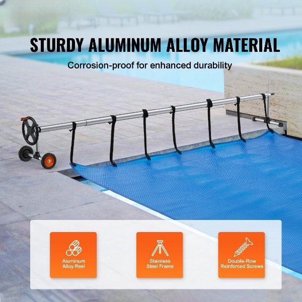 Reel de Alumínio para Capa de Piscina 4605x575x620mm, 5 Seções, Capacidade de 40kg.