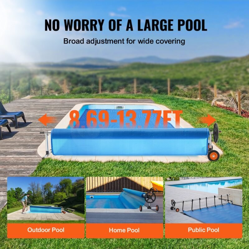 Reel de Alumínio para Capa de Piscina 4605x575x620mm, 5 Seções, Capacidade de 40kg.