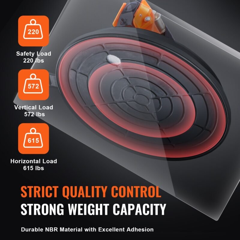 Levantador de Sucção NBR φ203mm, 99-278kg, para vidro, com cabo ABS, caixa e luvas, temperatura de -20 a 60℃.