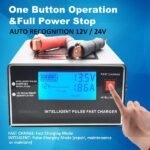 Carregador 12V/24V 10A 250W Pulso inteligente, detecção automática, com LCD