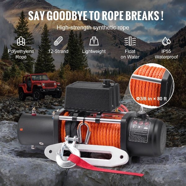 Guincho Elétrico 12V DC 2722kg Guincho Elétrico Motor de Guincho 12 Fios